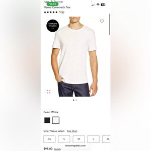 rag & bone White Classic Flame Crewneck Tee size LARGE